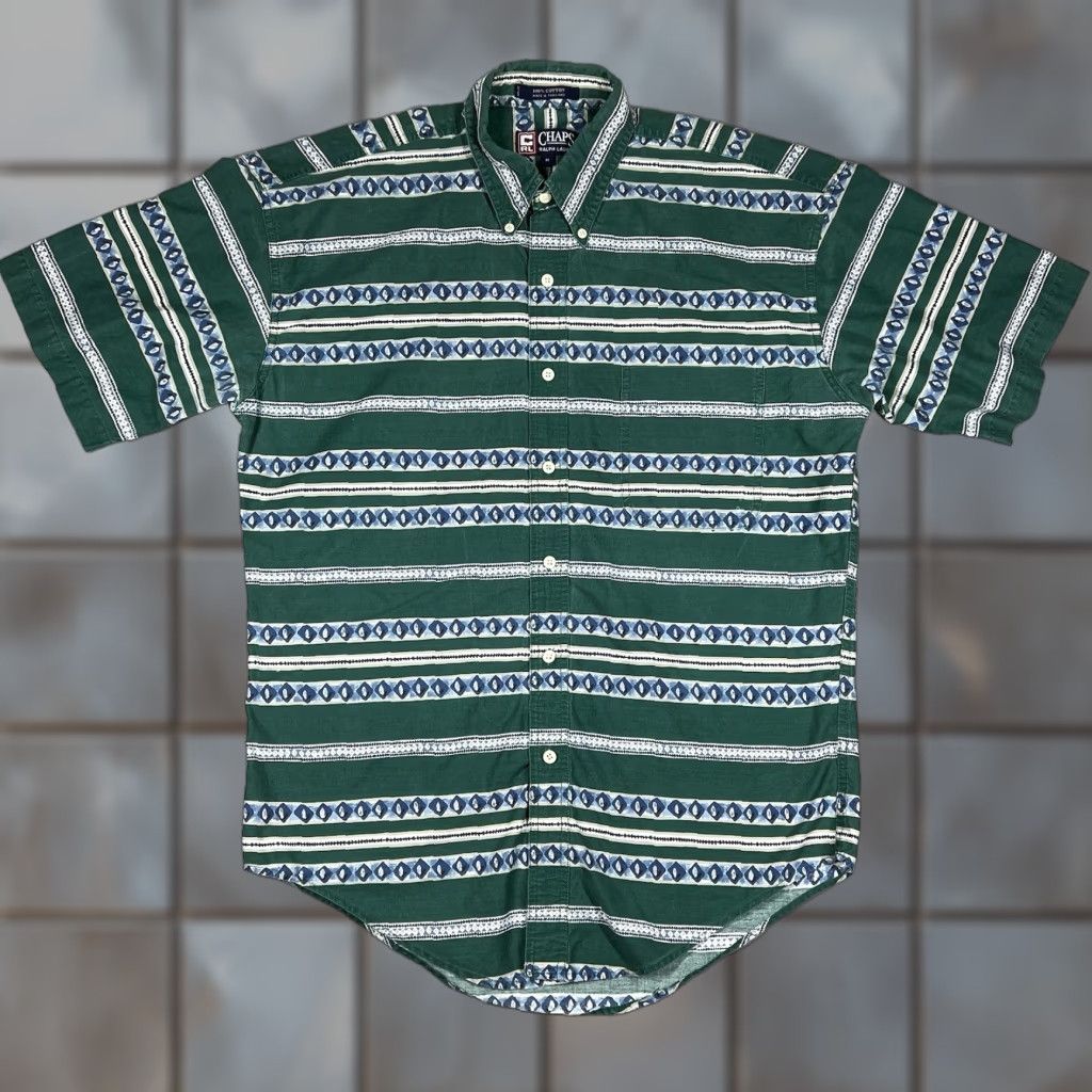 Chaps VINTAGE Chaps Ralph Lauren Button-Up Shirt Men’s M Green Striped Casual, Workwear, 90s, Preppy, Retro Mens Size US M / EU 48-50 / 2 - 1 Thumbnail