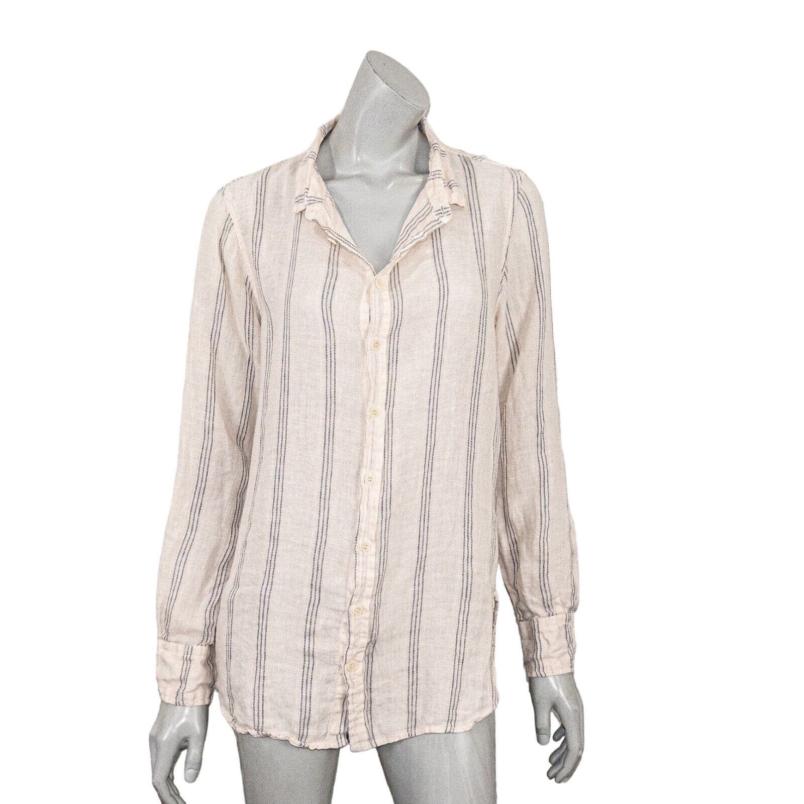 image of Cp Shades Marella 100% Linen Button Up Shirt In Peach in Pink, Women's (Size Medium)