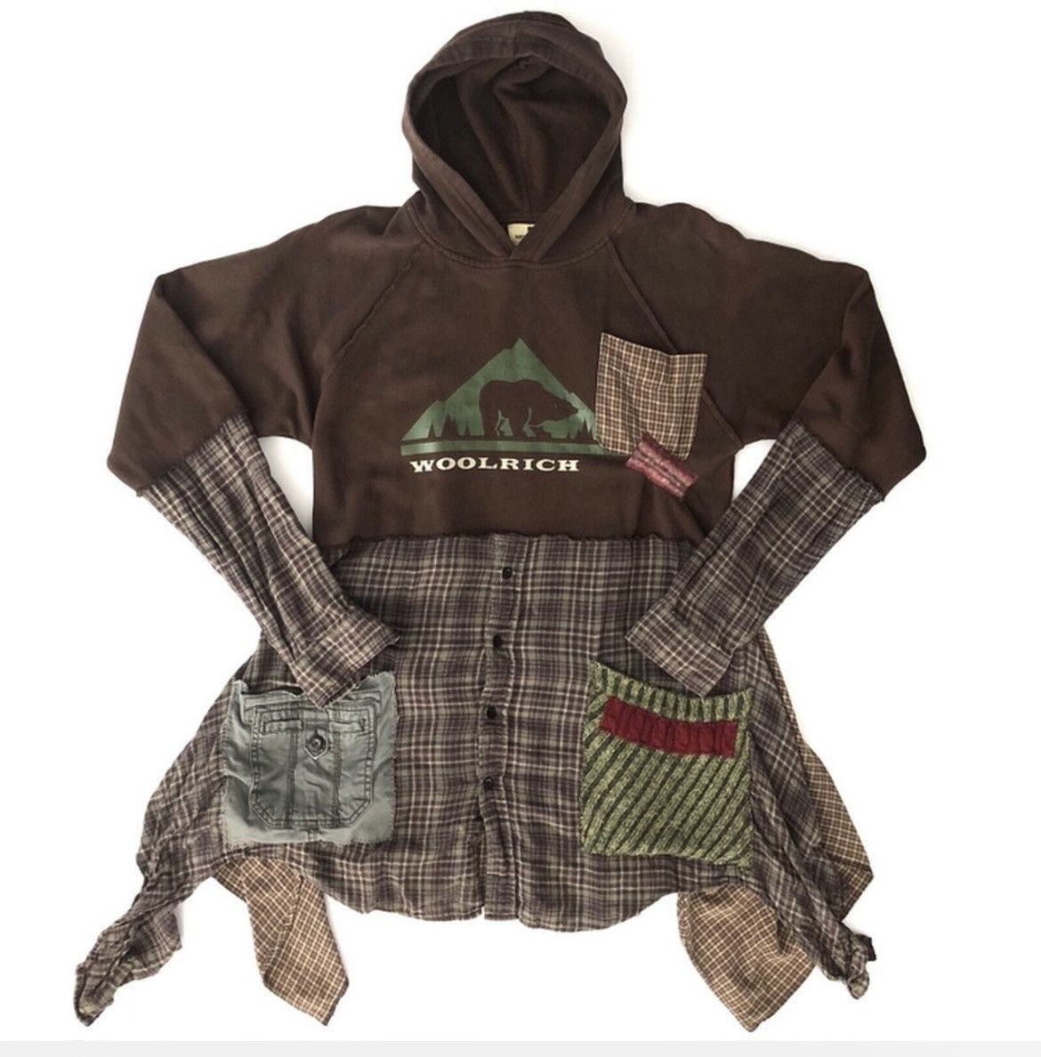Woolrich Woolen Mills One of a Kind Handmade Woolrich patchwork Hoodie Sweatshirt Size US L / EU 52-54 / 3 - 3 Thumbnail