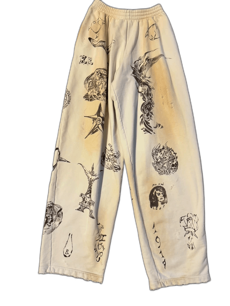 Balenciaga Balenciaga Tattoo Graffiti Print Pants-yf Size US 26 / EU 42 - 1 Thumbnail