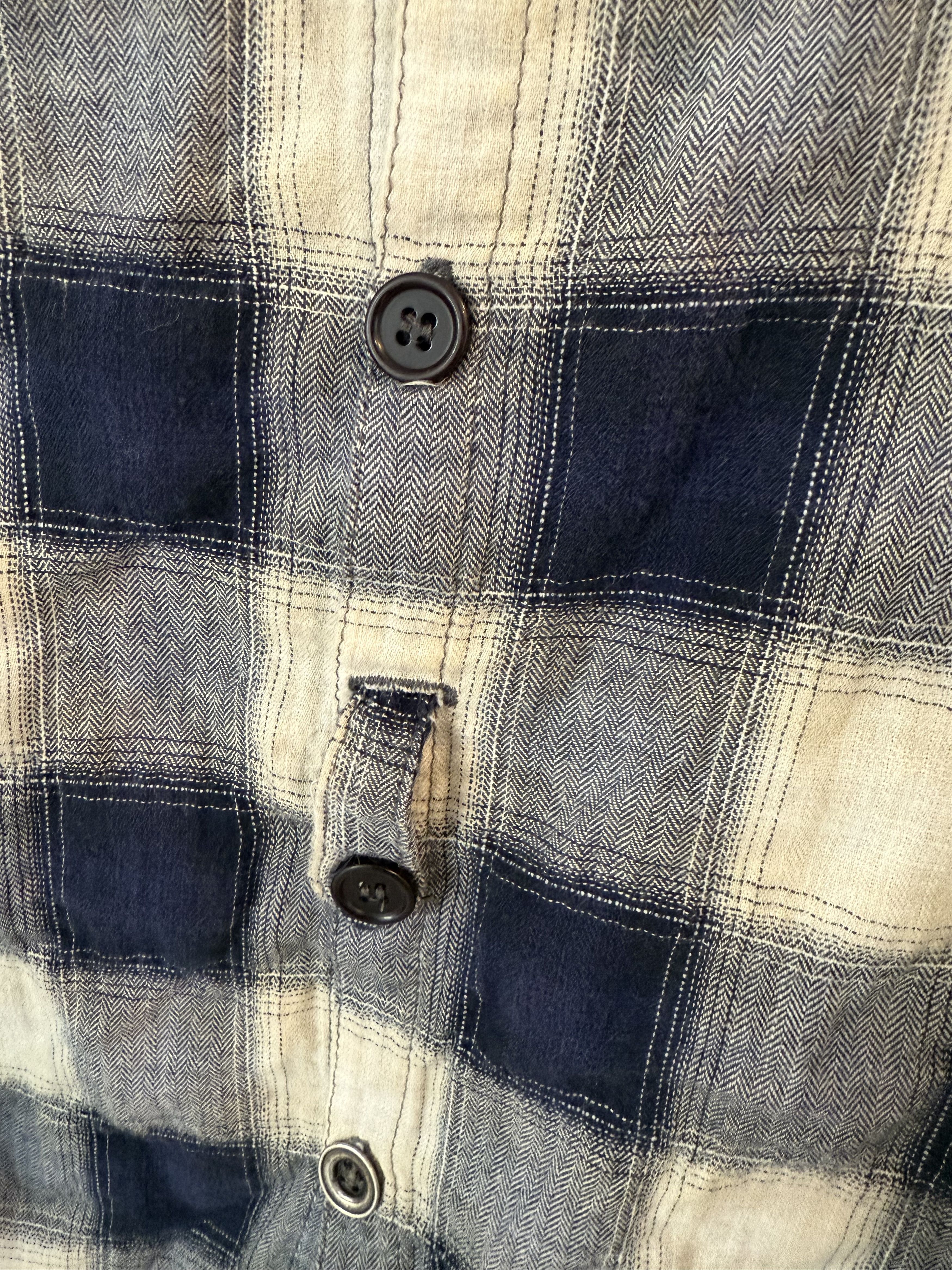 Greg Lauren Greg Lauren Blue - Buffalo Check Studio Shirt - Frayed - M Size US M / EU 48-50 / 2 - 4 Thumbnail
