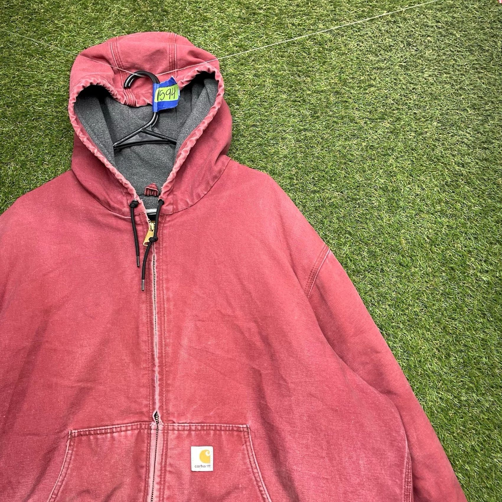 Carhartt Vintage Carhartt Jacket Mens 3XL Red Duck Canvas Hooded Lined J158-DKR - Workwear Overcoat Jacket Mens 3XL Red Canvas Hooded Lined Size US XXL / EU 58 / 5 - 3 Thumbnail
