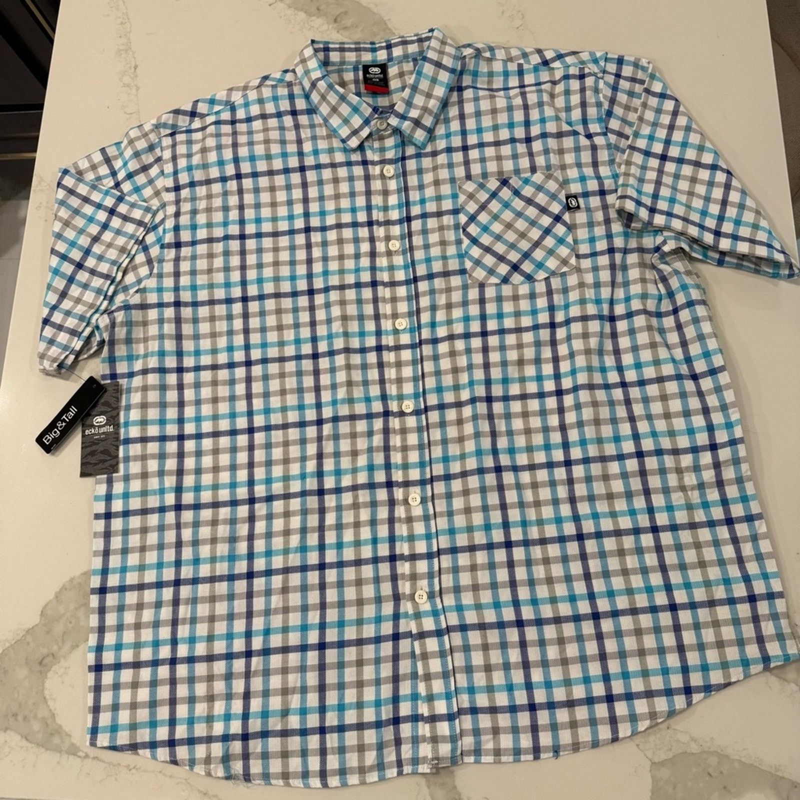 Ecko Unltd. Ecko Unltd. NWT Plaid ShortSleeve ButtonUp Mens Big&Tall 4XB Size US XXL / EU 58 / 5 - 1 Thumbnail