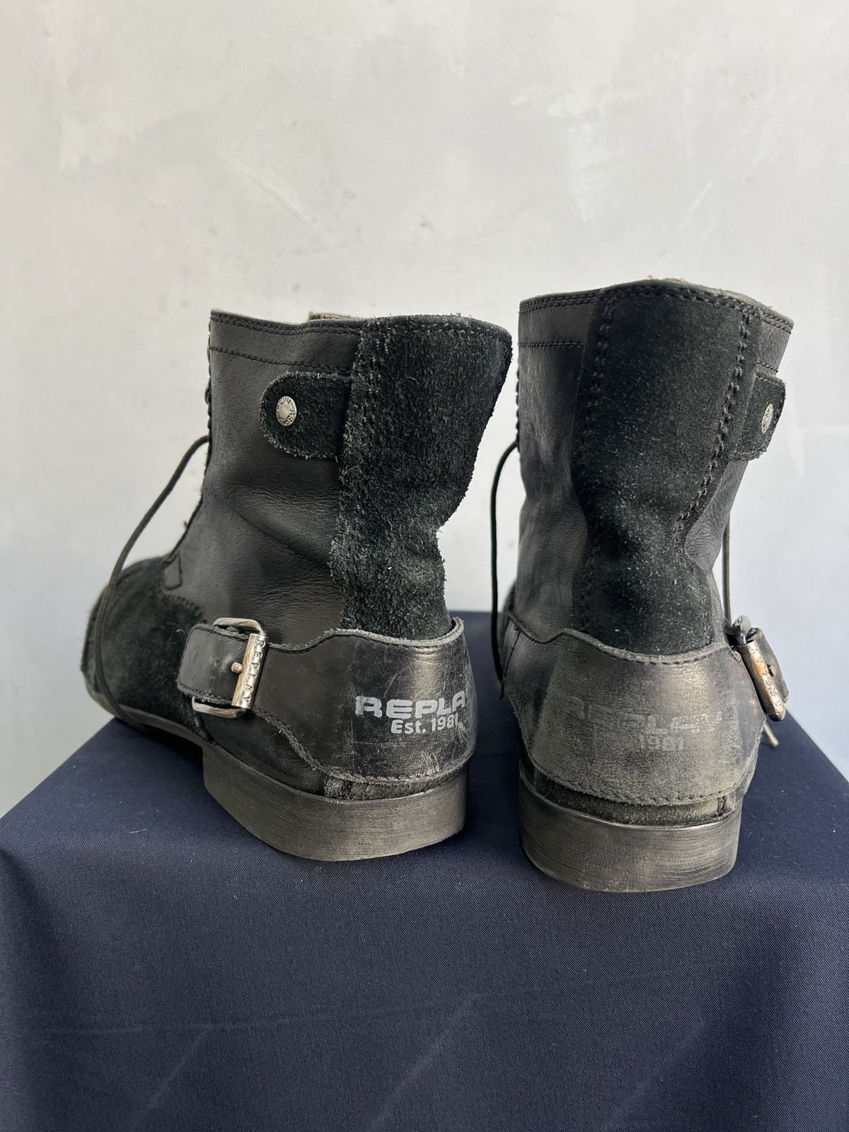Replay Vintage bikkembergs style Black Distressed Combat Boots 90s Size US 10 / EU 43 - 8 Thumbnail