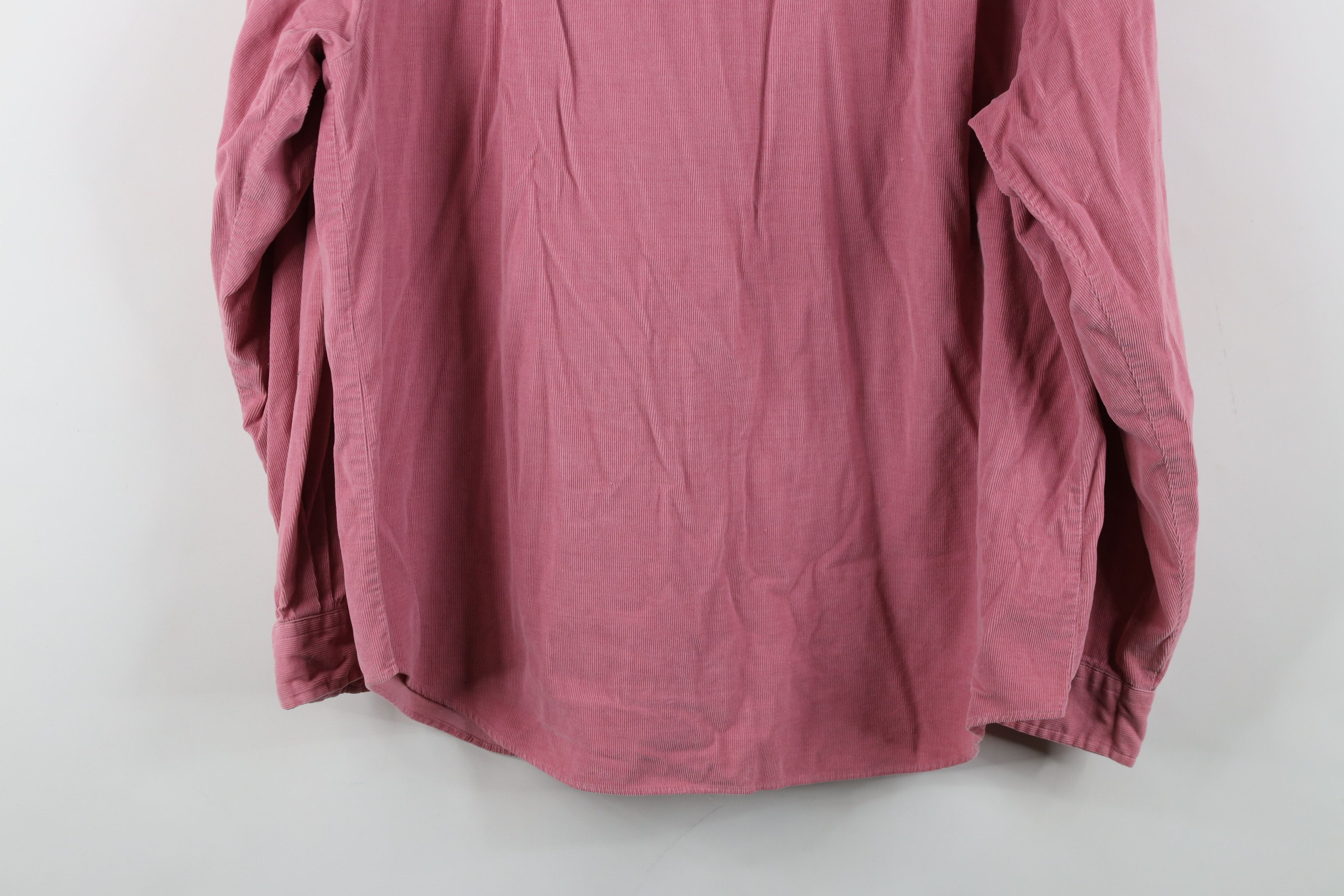 Vintage Vintage 90s Streetwear Corduroy Collared Button Shirt Pink Size XXL / US 16-18 / IT 52-54 - 14 Thumbnail