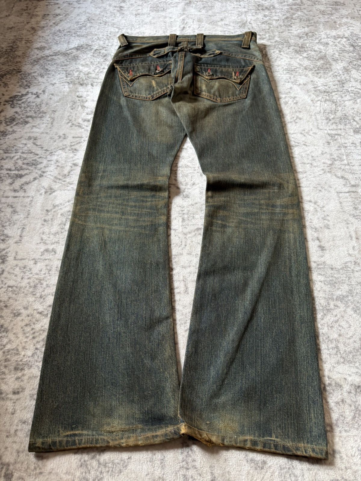 2000s Edwin V-Cut Mudwashed Flare Denim Archive