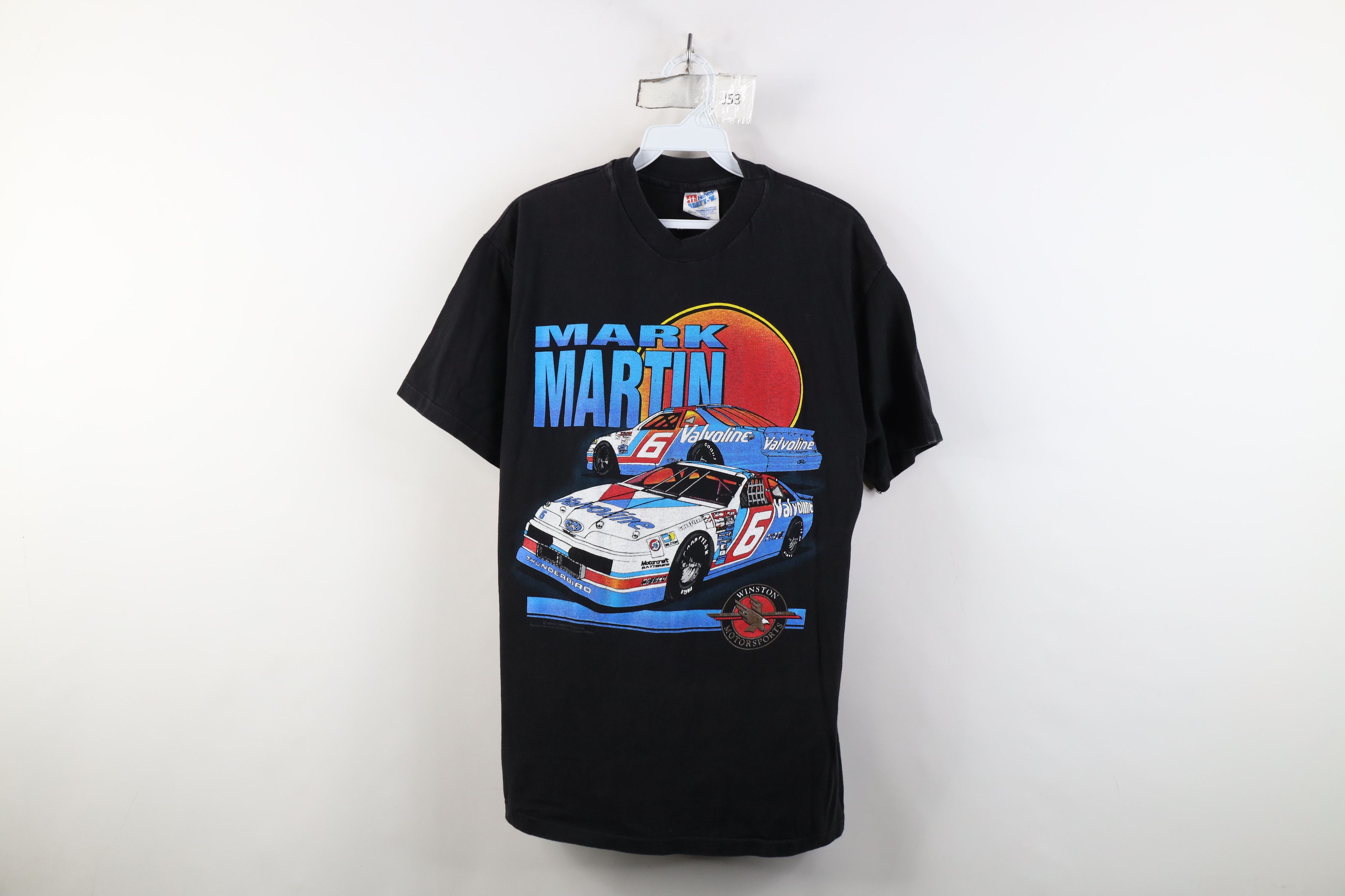 Vintage 90s NASCAR Mark Martin Racing T-Shirt Black USA