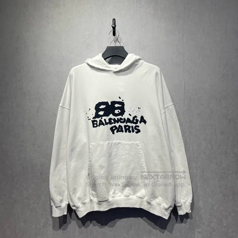 Balenciaga Balenciaga Double B Logo Full Print Hooded Sweatshirt Size US M / EU 48-50 / 2 - 1 Thumbnail