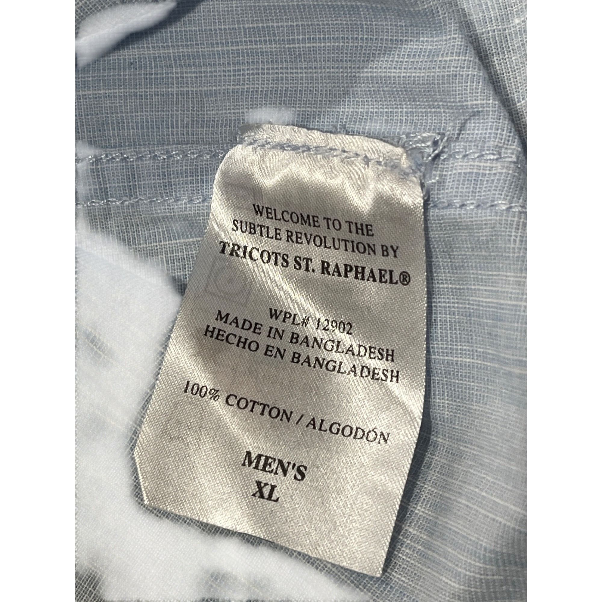 Tricots St. Raphael Tricots St. Raphael Mens XL Light Blue Short Sleeve Button-D Size US XL / EU 56 / 4 - 3 Thumbnail