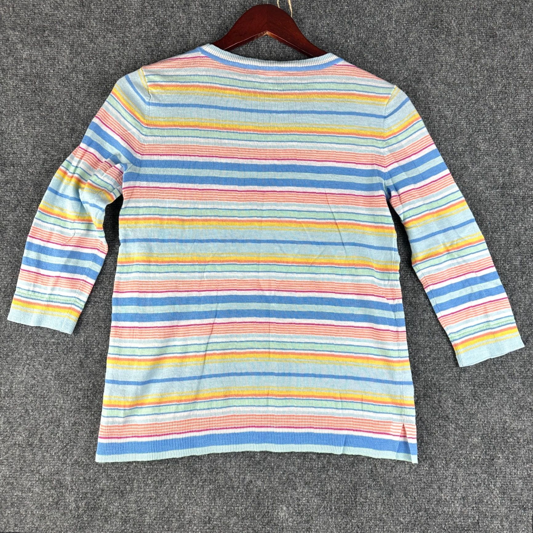 Talbots Talbots Sweater Womens Petite Pullover Striped Cotton Split Hem 3/4 Sleeve Multicolor Knit Round Neck Size XXS / US 00 / IT 34 - 6 Thumbnail