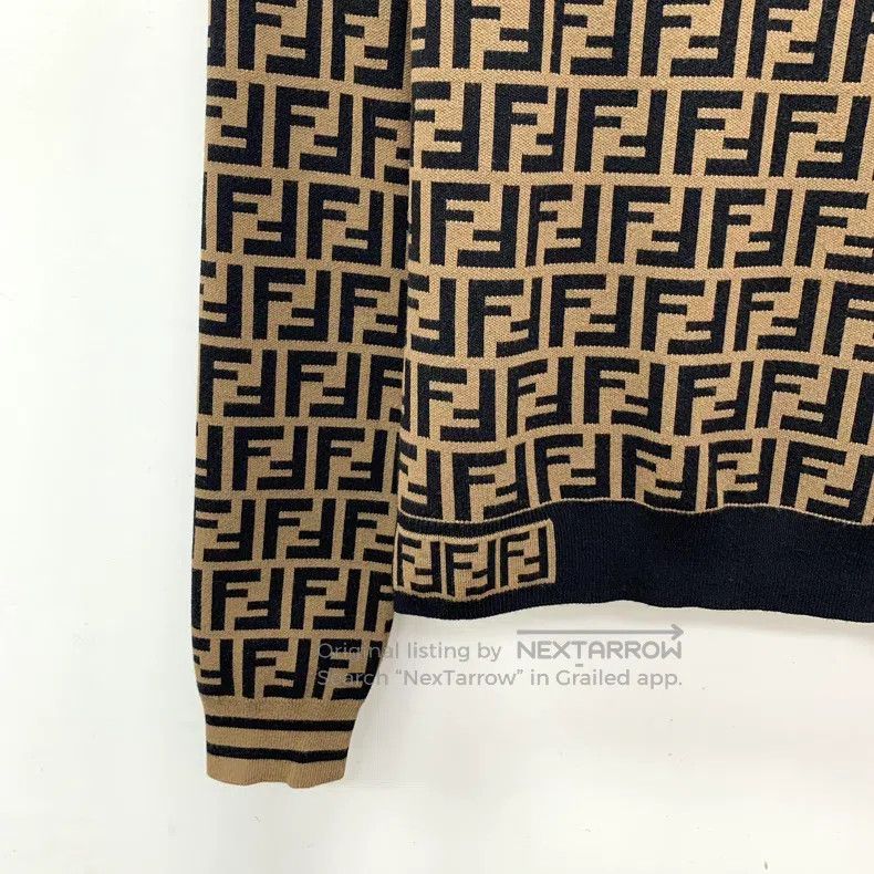 Fendi Fendi Dark brown logo letter full-printed round neck long- Size S / US 4 / IT 40 - 5 Thumbnail