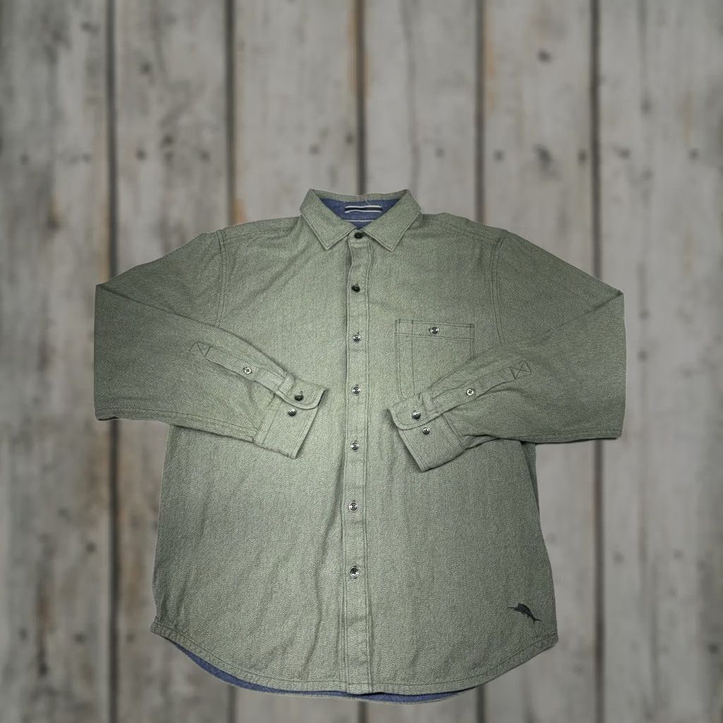 Tommy Bahama Tommy Bahama Jacket Green Overshirt Shacket Button Down Woven Lightweight Mens M Green Casual Jacket Shacket Mid-Length Windbreaker Logo Pockets Mens Size US M / EU 48-50 / 2 - 1 Thumbnail