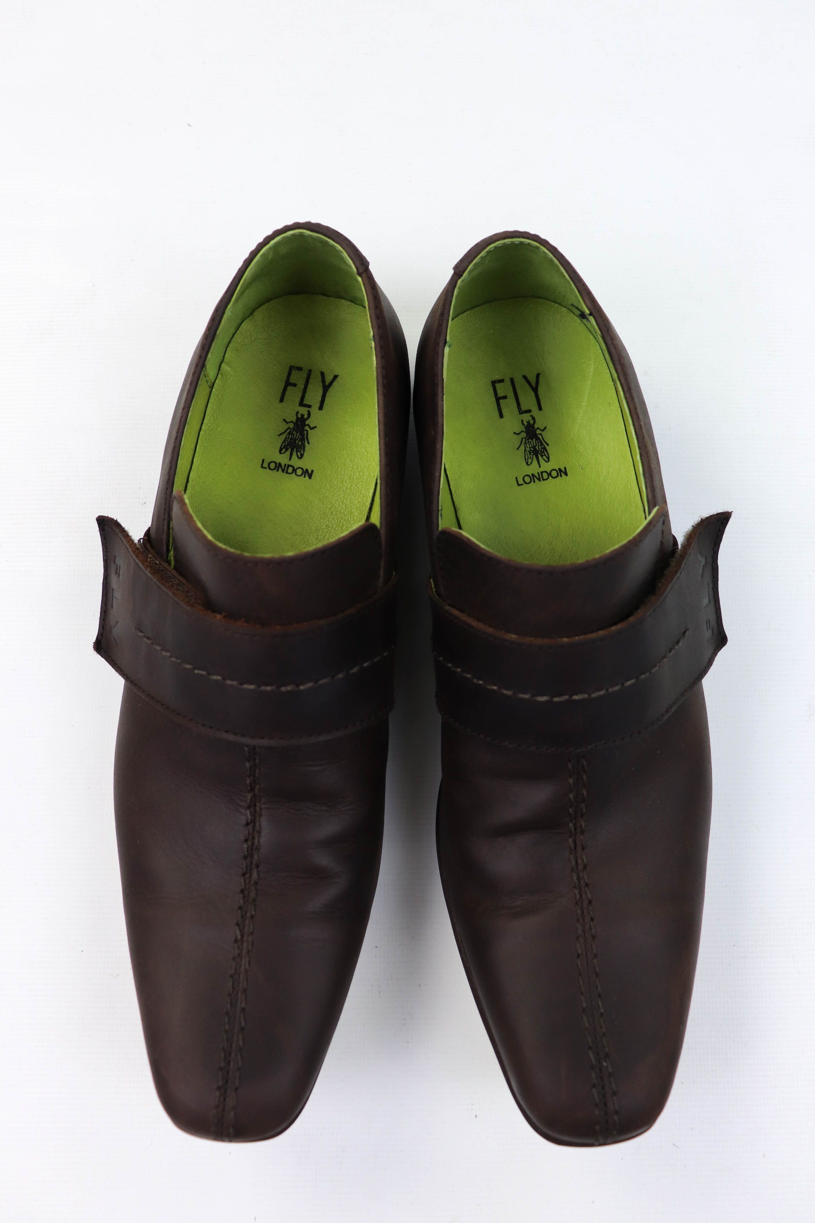 Fly London FLY London Vintage Dark Brown Leather Velcro Derby Shoes Size US 9 / EU 42 - 2 Thumbnail