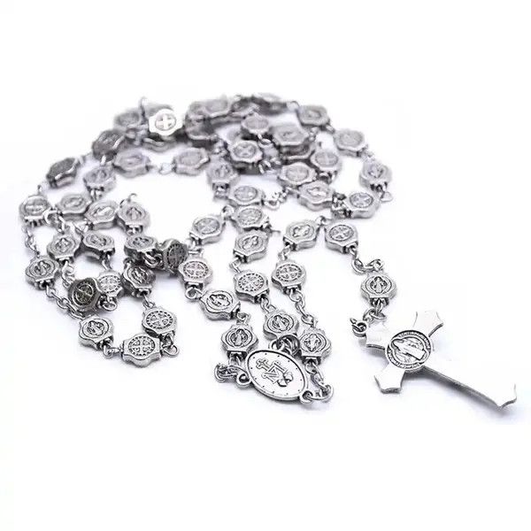 Jewelry × Other Saint Benedict Rosary Necklace Chain Catholic Church Jesus Size ONE SIZE - 4 Thumbnail