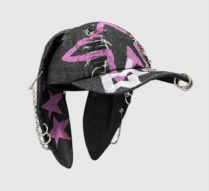 Japanese Brand Avant garde chunky bunny rabbit ear graffiti star raw cap Size ONE SIZE - 3 Thumbnail