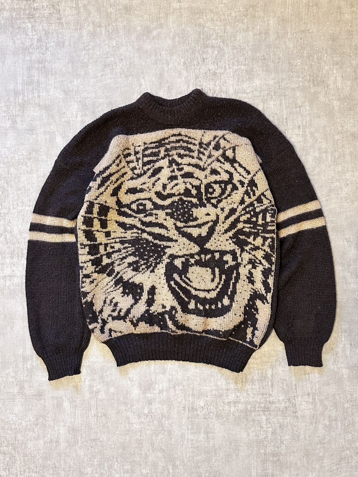 Japanese Brand 80's Vintage Kansai Yamamoto style Tiger Knit Sweater Size US M / EU 48-50 / 2 - 1 Thumbnail
