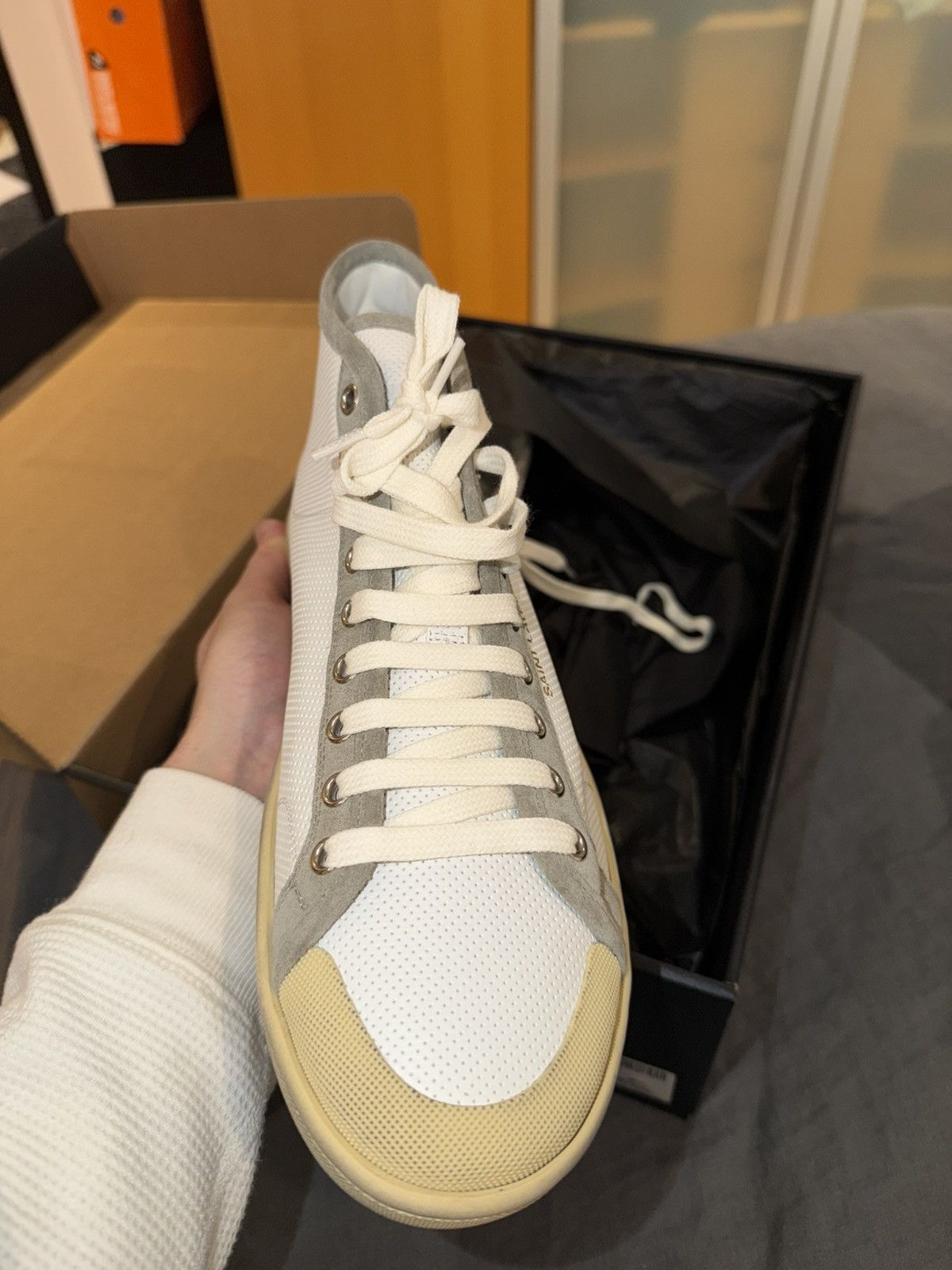 Saint Laurent Paris 🔥 Saint Laurent Paris SL39 Mid Top Size 42 – Blanc Optique 🔥 Size US 9 / EU 42 - 2 Thumbnail