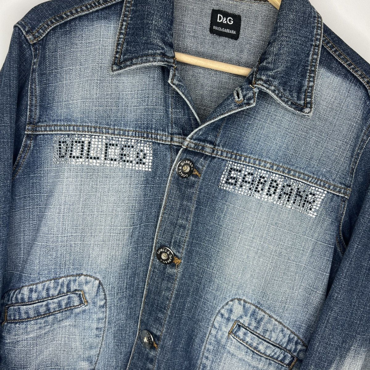 Dolce & Gabbana × Vintage Vintage Dolce Gabbana Denim Jacket Swarovski Big Logo Size M / US 6-8 / IT 42-44 - 2 Thumbnail