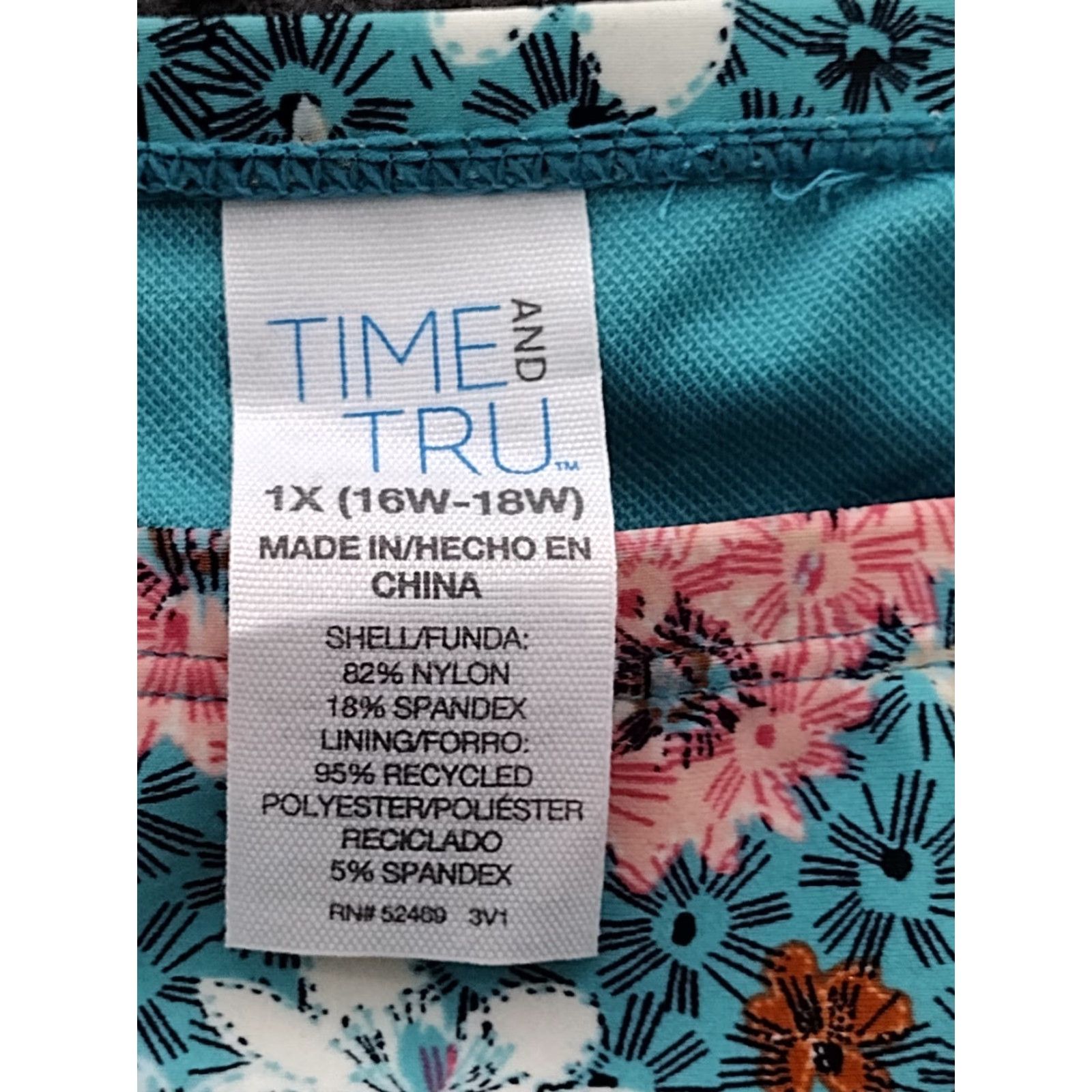 Vintage Time And Tru Bottoms Teal Floral Midrise Plus 1X Cheeky BoyShort Womens Beach Size 40" / US 18 - 6 Thumbnail