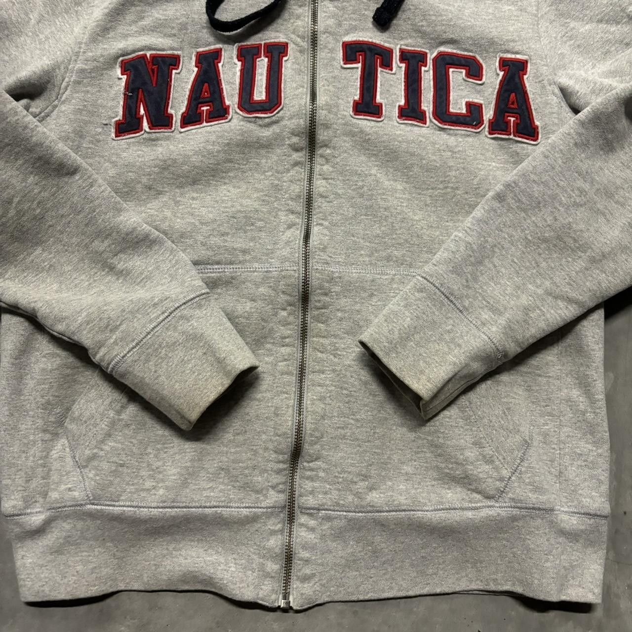 Nautica × Vintage Crazy Vintage Y2K/2000s Grey Nautica Spellout Skater Essential Zip Up Hoodie! Size US S / EU 44-46 / 1 - 6 Thumbnail