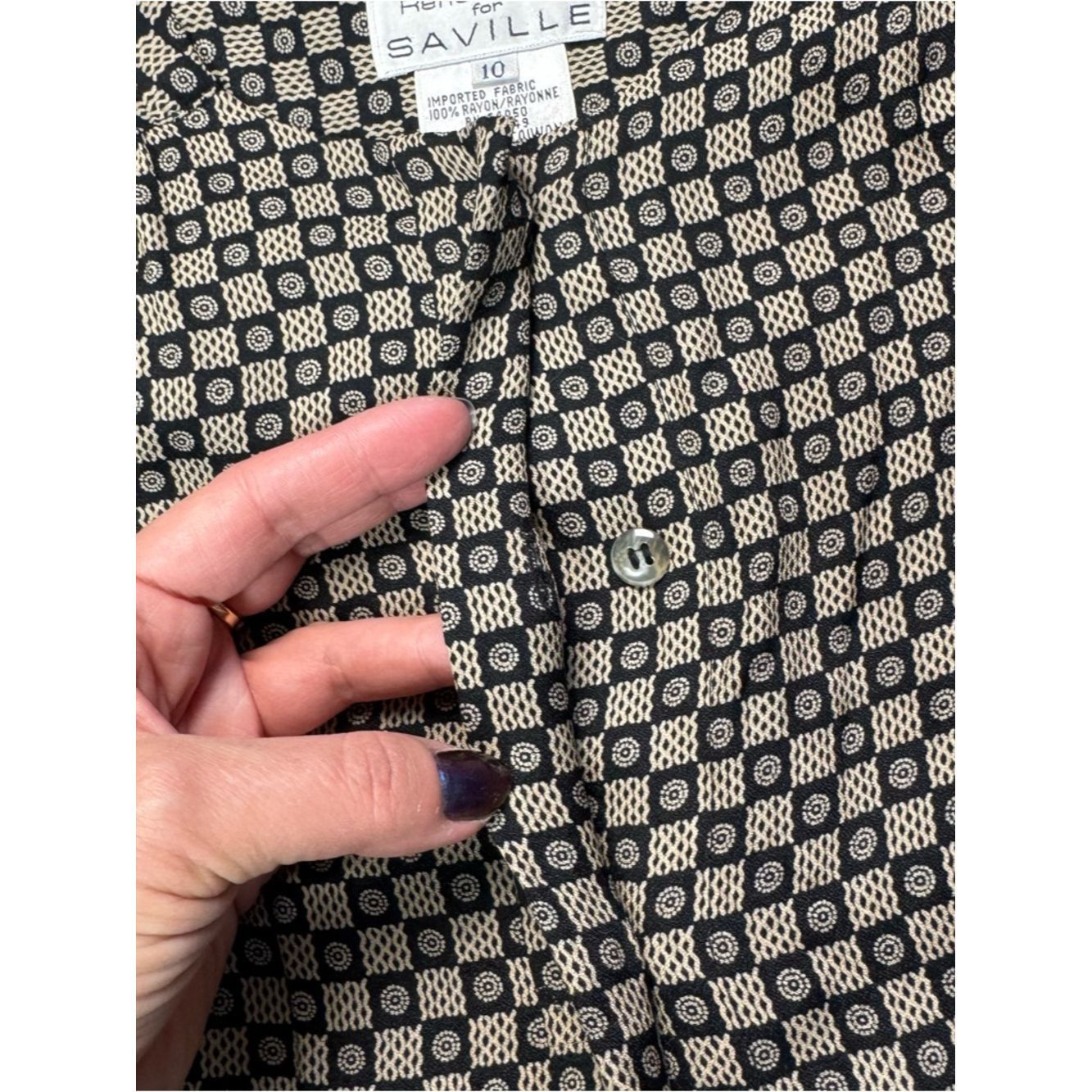 Other Vintage Rena Rowan For Saville Geometric Print Long Sleeve Size L / US 10 / IT 46 - 8 Thumbnail