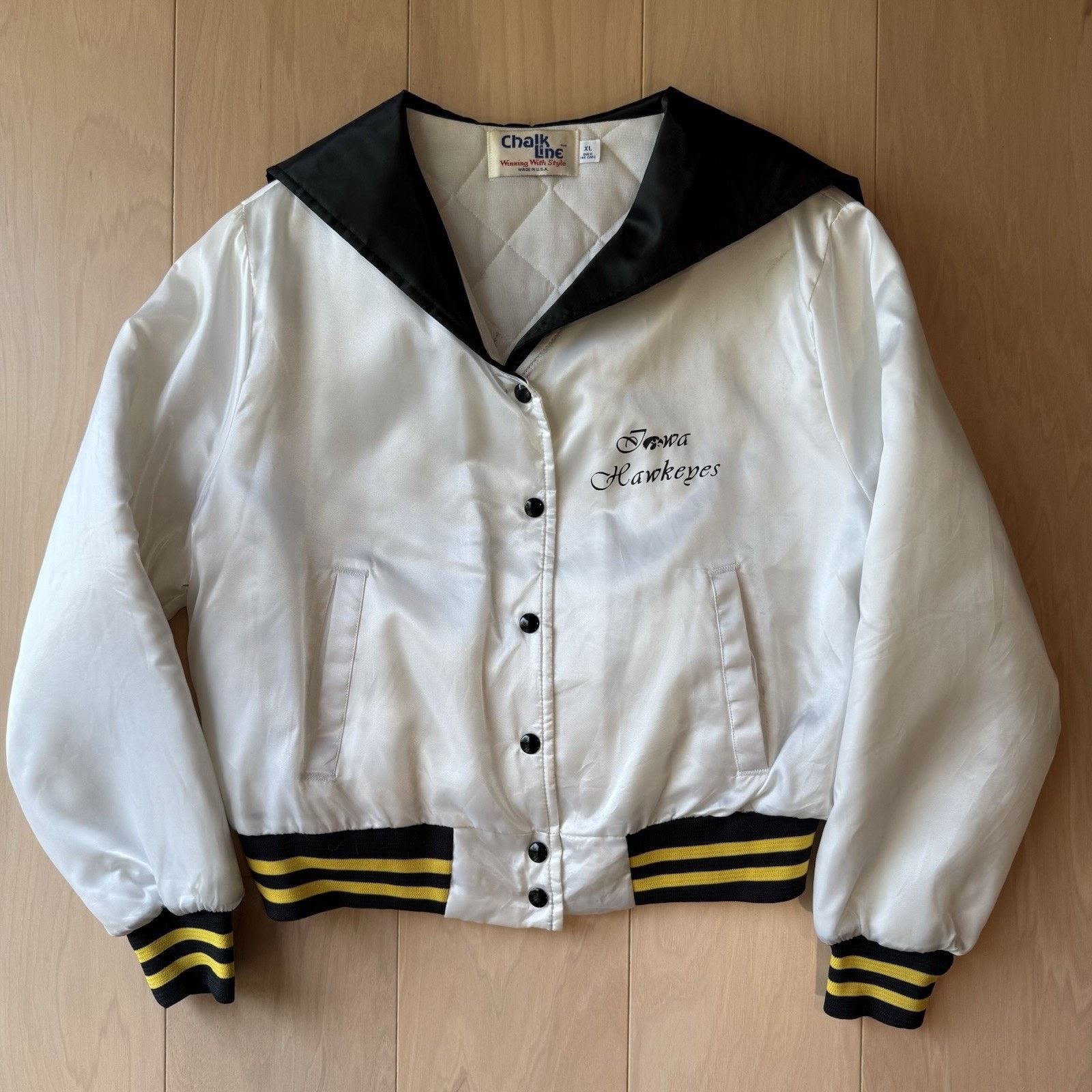 Chalk Line × Vintage Vintage Iowa Hawkeyes Jacket Women's XL White 80s Bomber Size XL / US 12-14 / IT 48-50 - 2 Thumbnail