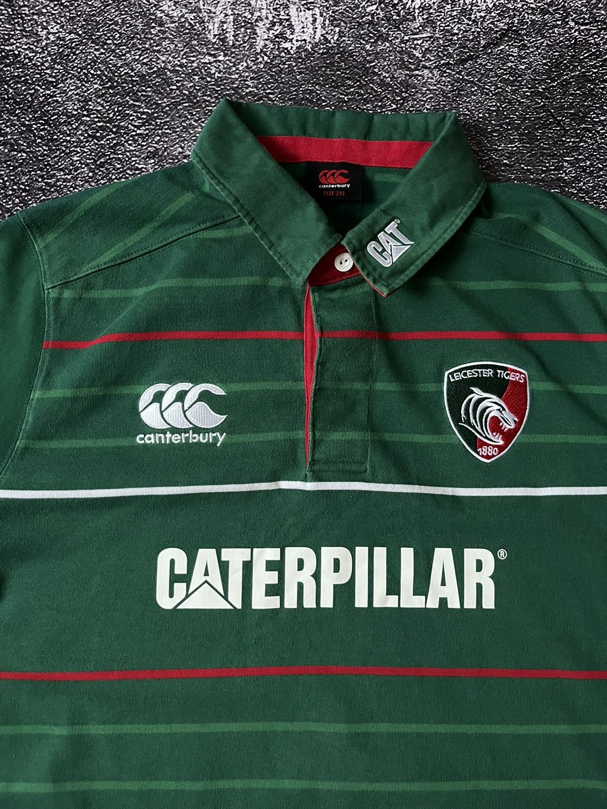 Canterbury of New Zealand Vintage Canterbury Leicester Tigers Caterpillar Rugby Polo Size US XXL / EU 58 / 5 - 2 Thumbnail