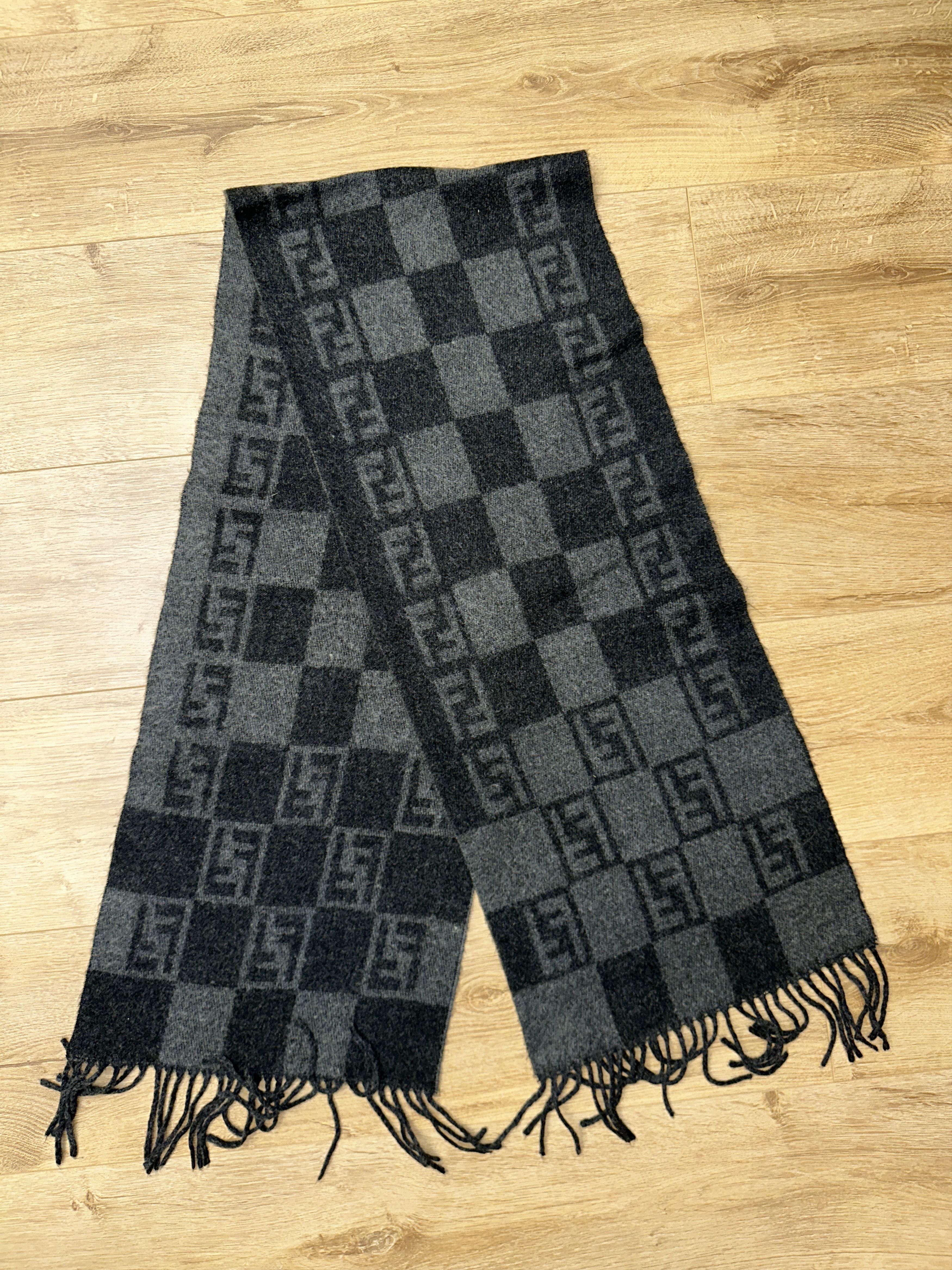 Fendi Fendi Vintage Wool Scarf 170x30cm Fringed Plaid Check Size ONE SIZE - 1 Thumbnail