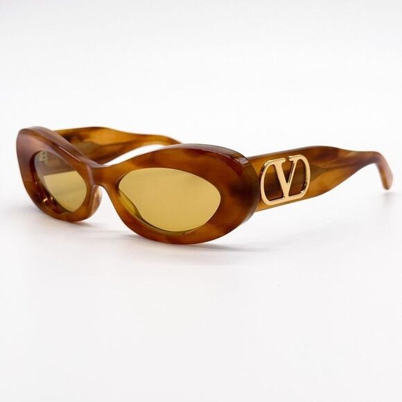 Valentino NEW VALENTINO SUNGLASSES VLS-178C HAVANA ORANGE OVAL WOMEN E Size ONE SIZE - 7 Thumbnail