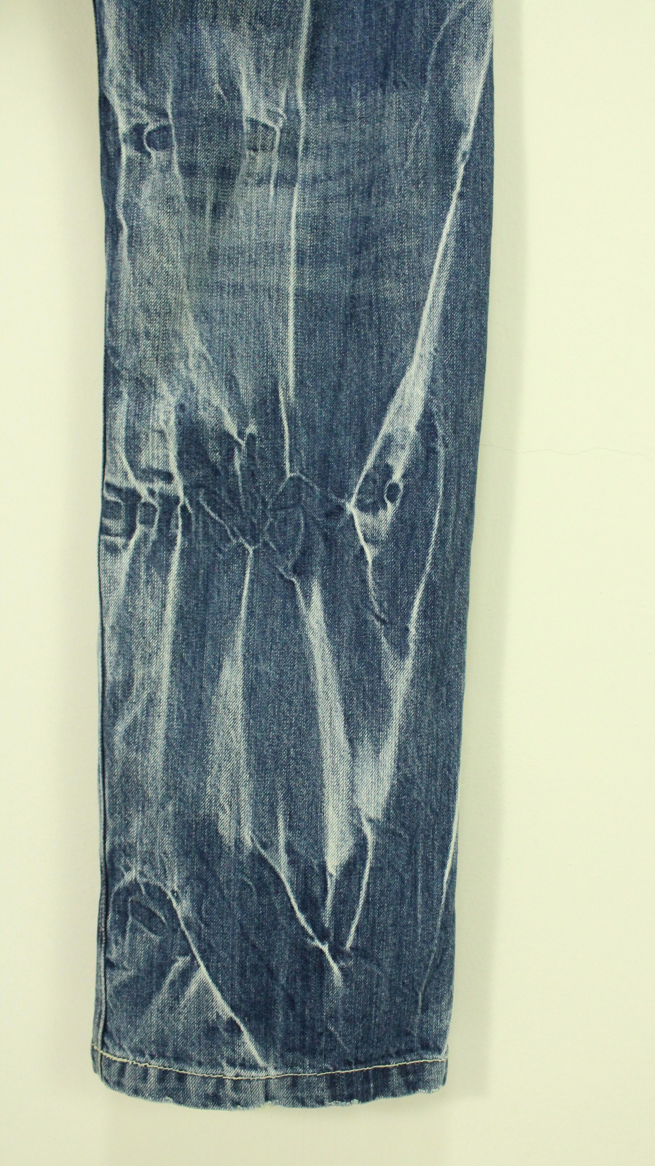 Japanese Brand Double Waist JUNGLE STORM Denim Marble Whisker Acid Washed Size US 33 - 12 Thumbnail