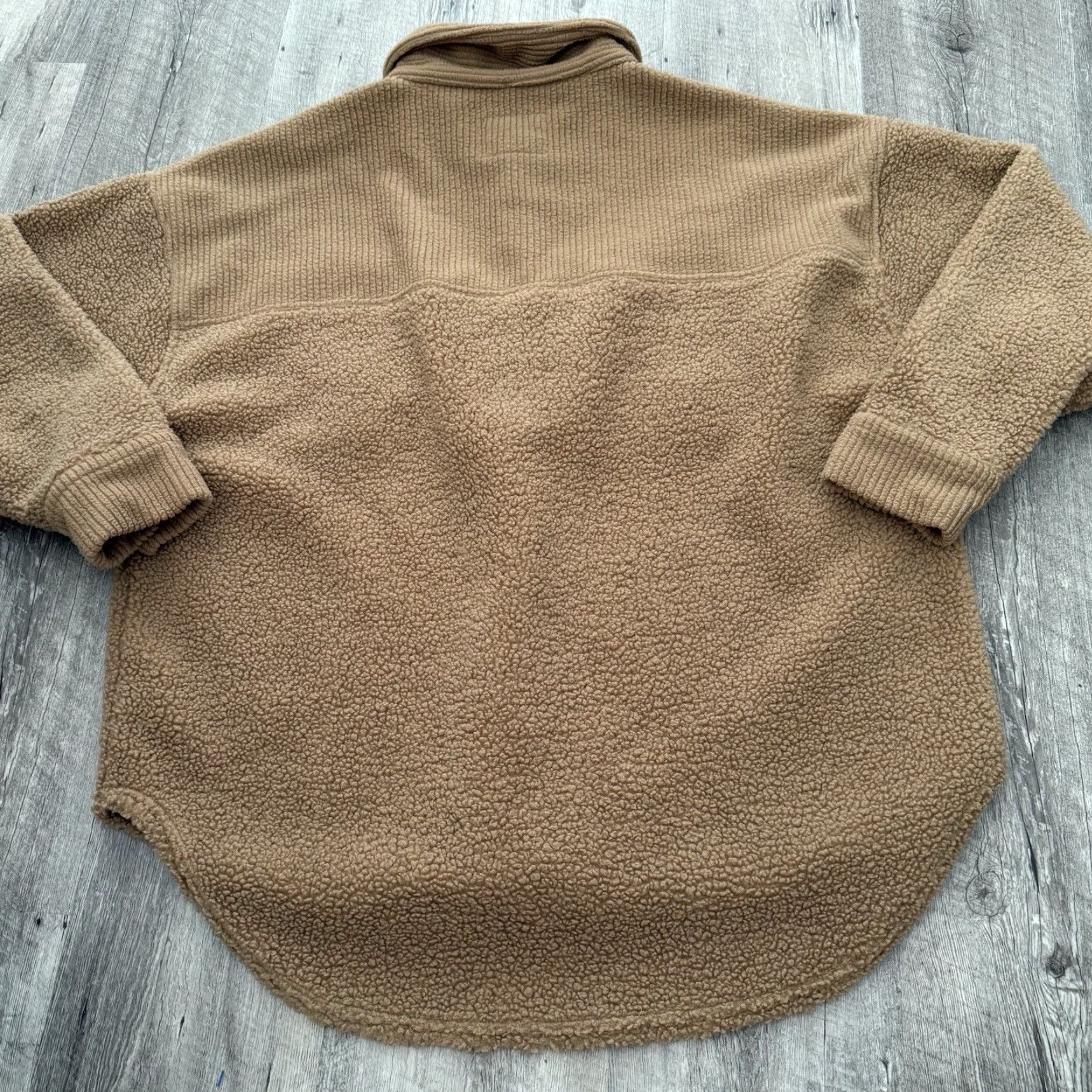 American Eagle Outfitters American Eagle AE Fleece Shacket Womens Medium Shirt Ribbed Sherpa Camel Relaxed Size M / US 6-8 / IT 42-44 - 5 Thumbnail