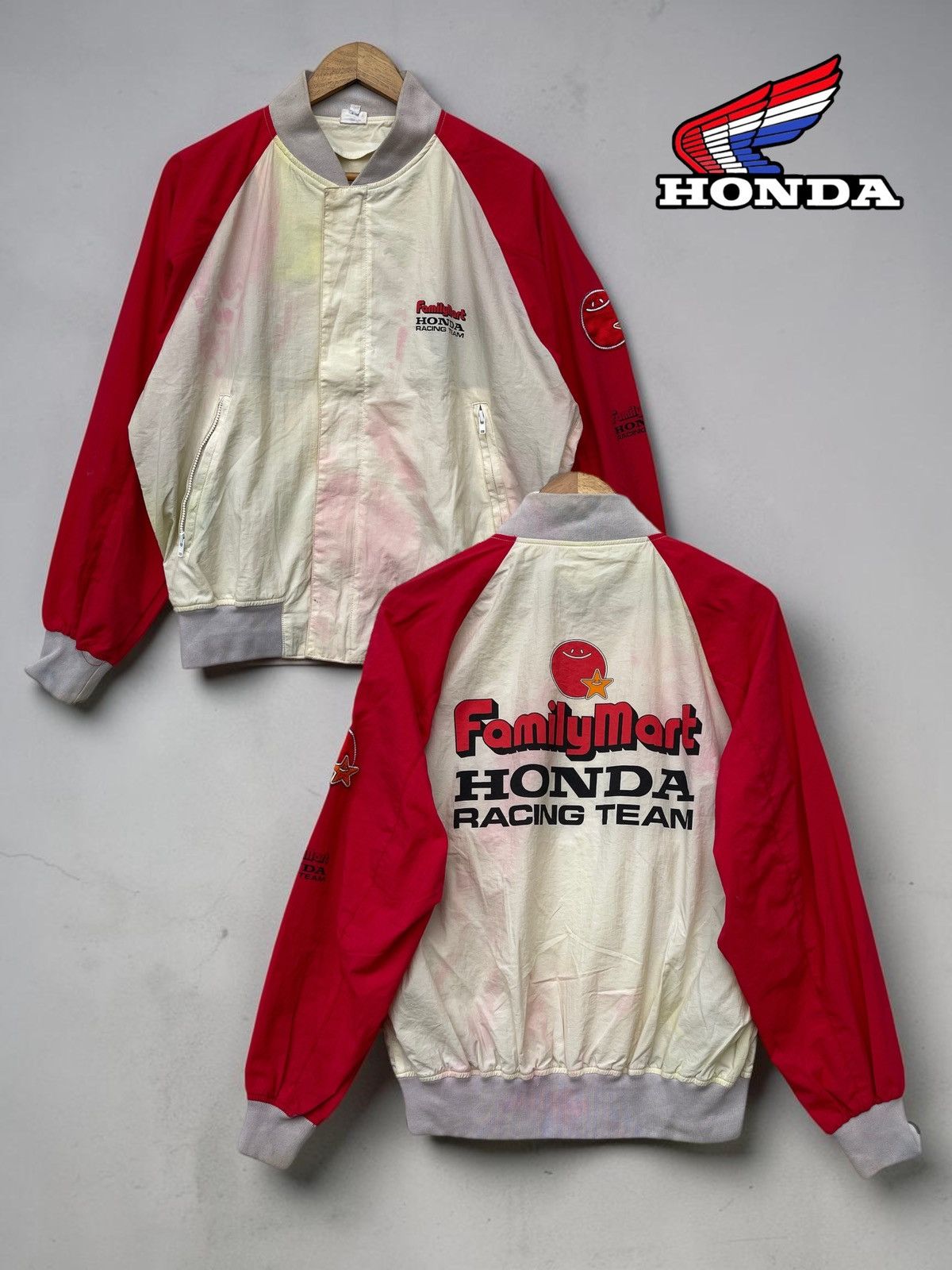 Honda 🔥Vintage 1990's FamilyMart x Honda Racing Team Bomber Jacket Size US L / EU 52-54 / 3 - 3 Thumbnail