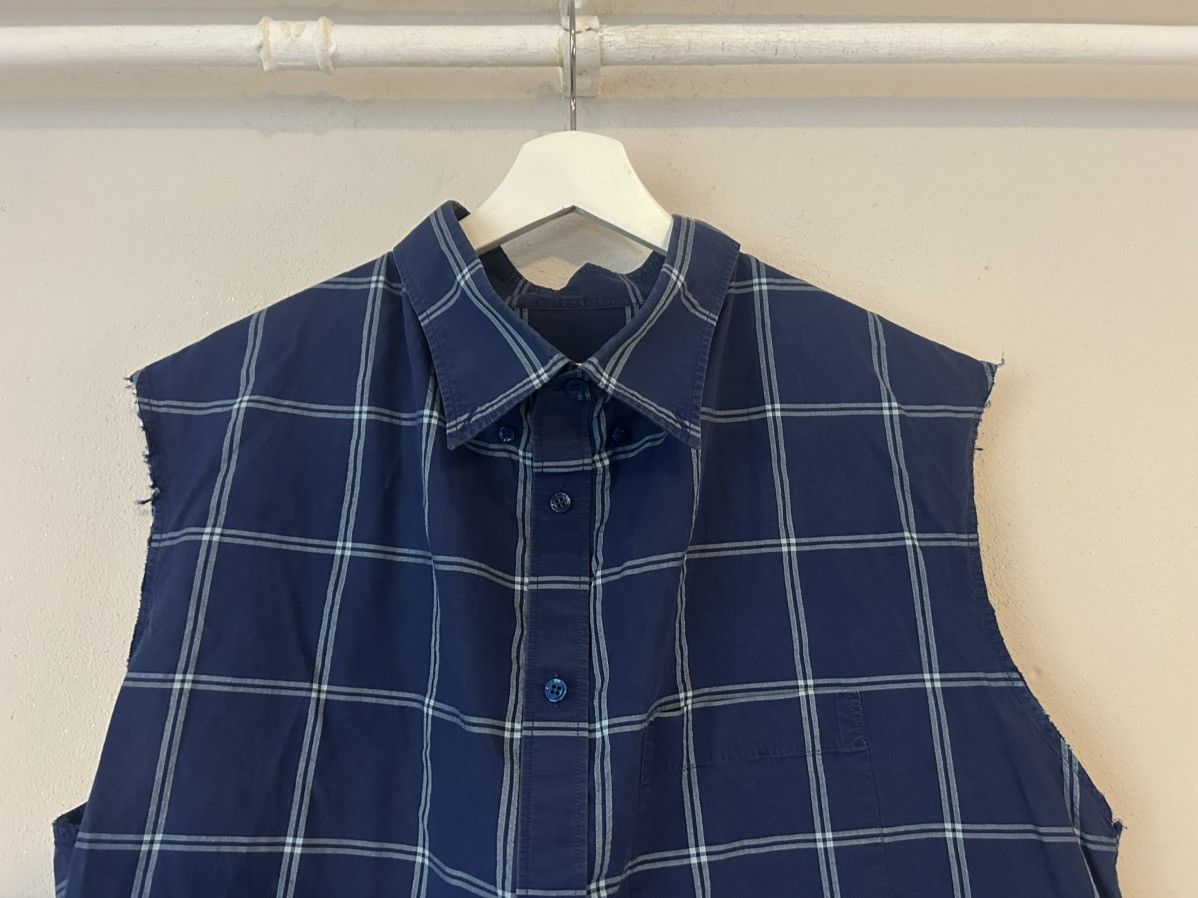 Balenciaga Sleeveless Blue Plaid Shirt with Raw Edges Size US M / EU 48-50 / 2 - 2 Thumbnail