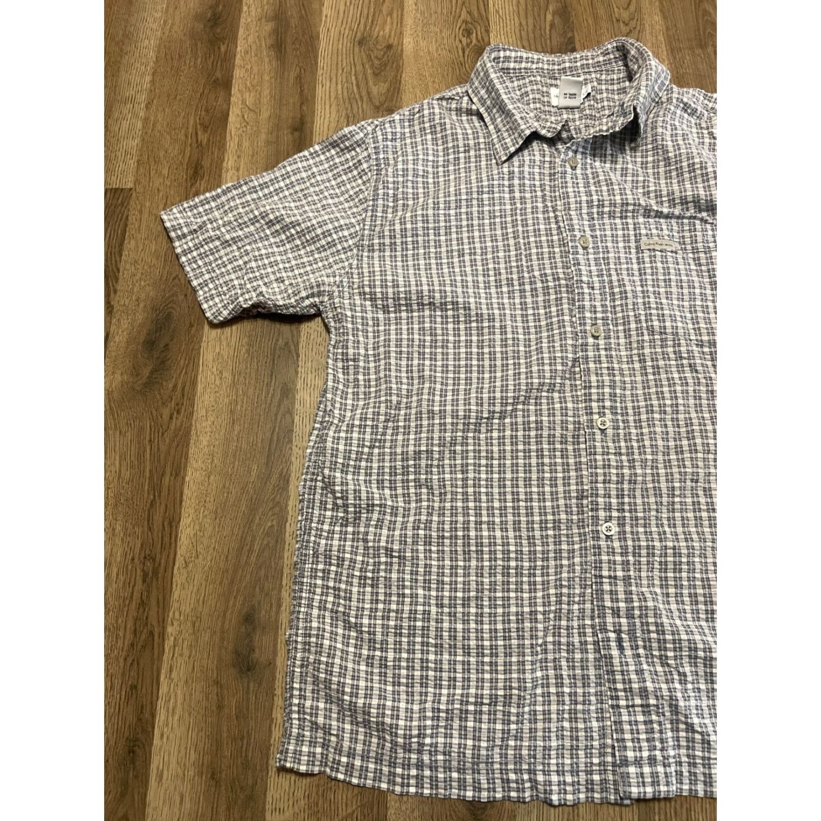 Calvin Klein Calvin Klein Shirt Mens Large Plaid Button Up Short Sleeve Casual Blue White Collection Regular Size L Men's Size US L / EU 52-54 / 3 - 4 Thumbnail