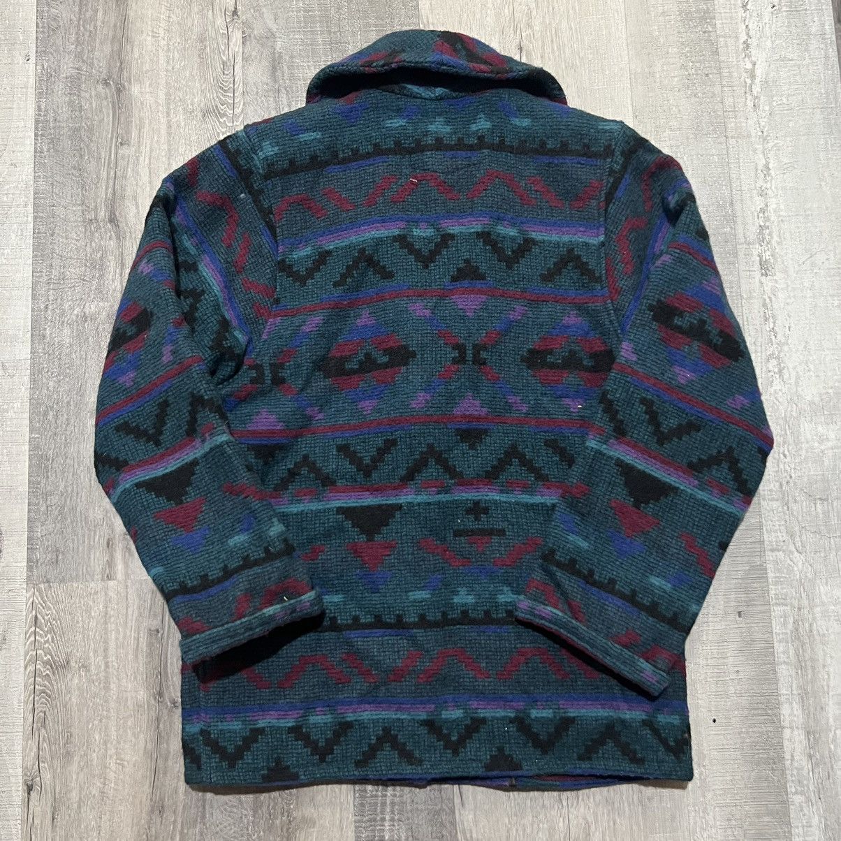 Vintage × Woolrich Woolen Mills VTG Woolrich Womans Heavy Wool Teal Southwestern Aztec Coat Size S / US 4 / IT 40 - 3 Thumbnail