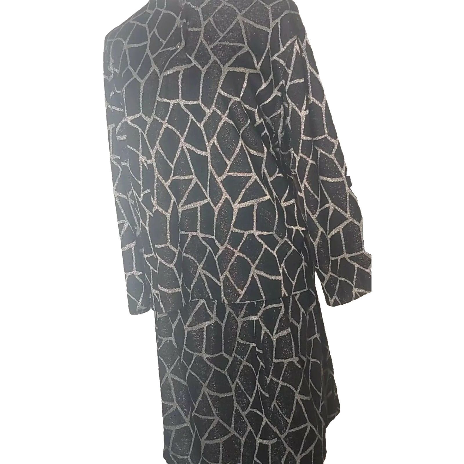 Vintage VINTAGE Quail Crossing Skirt Set Shirt 2 Piece Black Silver Metallic Polyester Womens Large Size L / US 10 / IT 46 - 2 Thumbnail