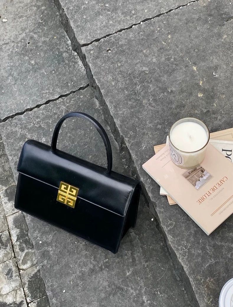 Givenchy Black and Gold Horizontal Buckle Handbag