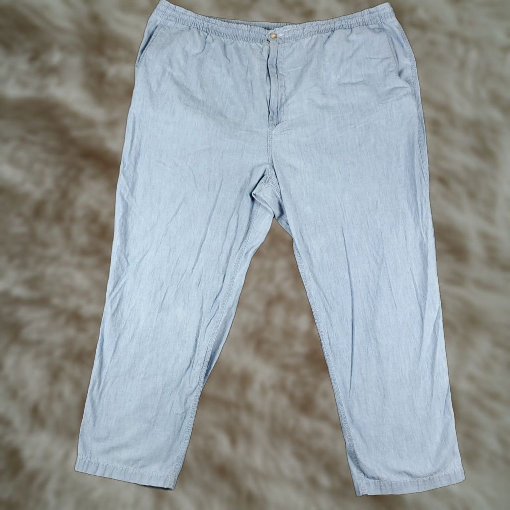Ralph Lauren Pants Mens Big 4XB 46x29 Chino Trousers Light Blue 46 in Waist Regular Fit Straight Front Pockets Logo Cotton Kn t