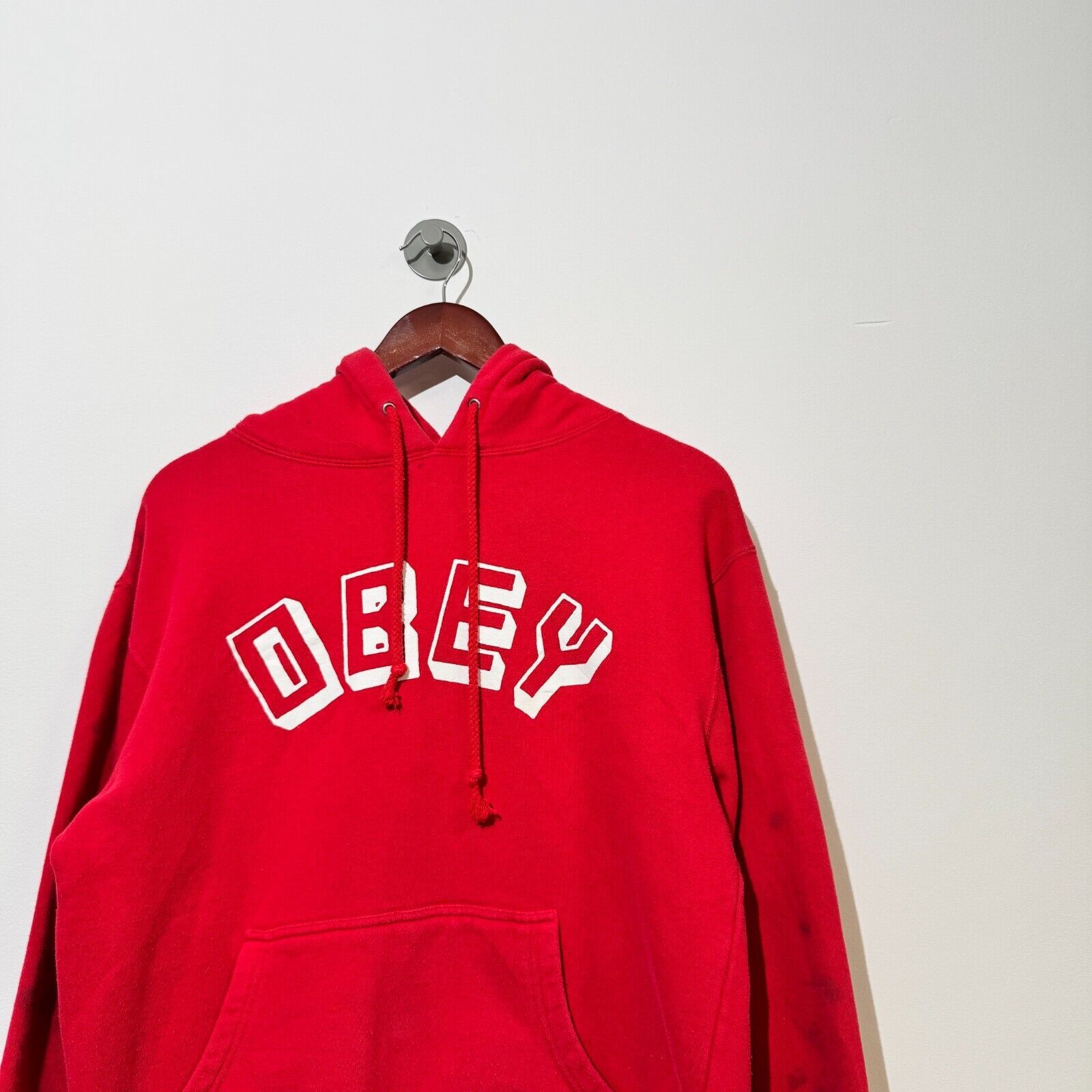 Obey × Vintage Vintage Obey Unisex Red Cotton Hoodie Size S Regular Fit Size US S / EU 44-46 / 1 - 2 Thumbnail
