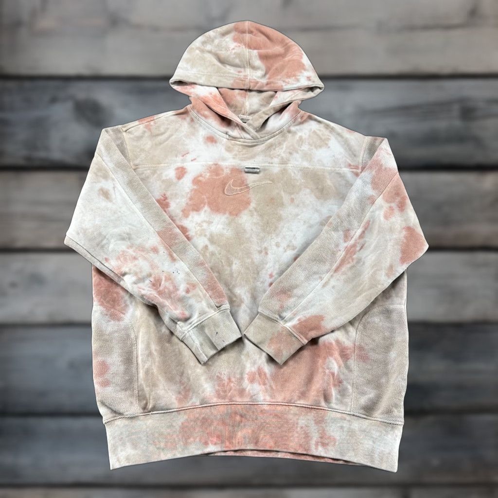 Nike Nike Hoodie Womens S Pullover Tie Activewear Multicolor Pink Beige Tye Dye Overdyed NSW Swoosh Women Size S / US 4 / IT 40 - 1 Thumbnail