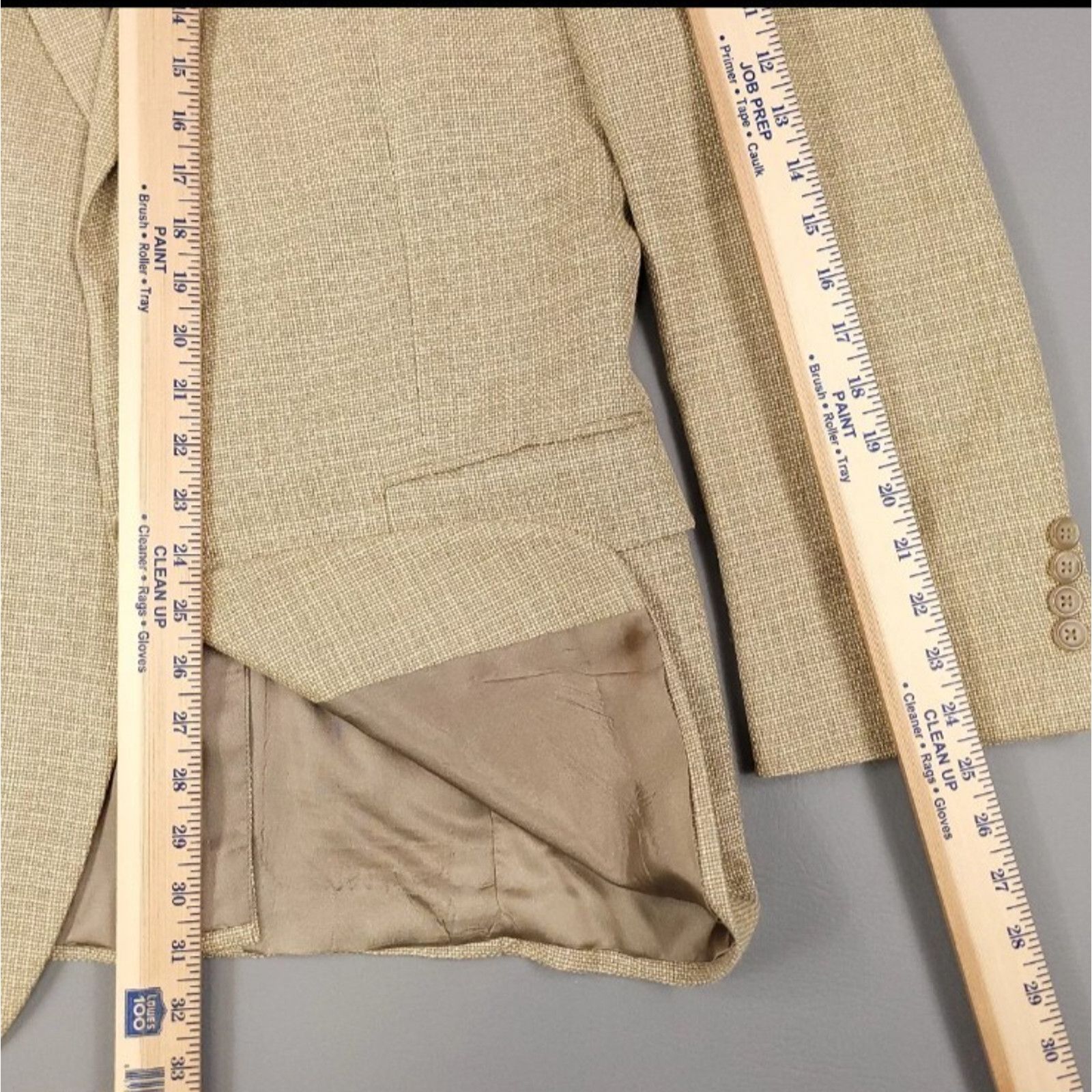 Chaps Chaps Blazer Mens 42R Tan Silk Basketweave Sport Coat Size 42R - 11 Thumbnail