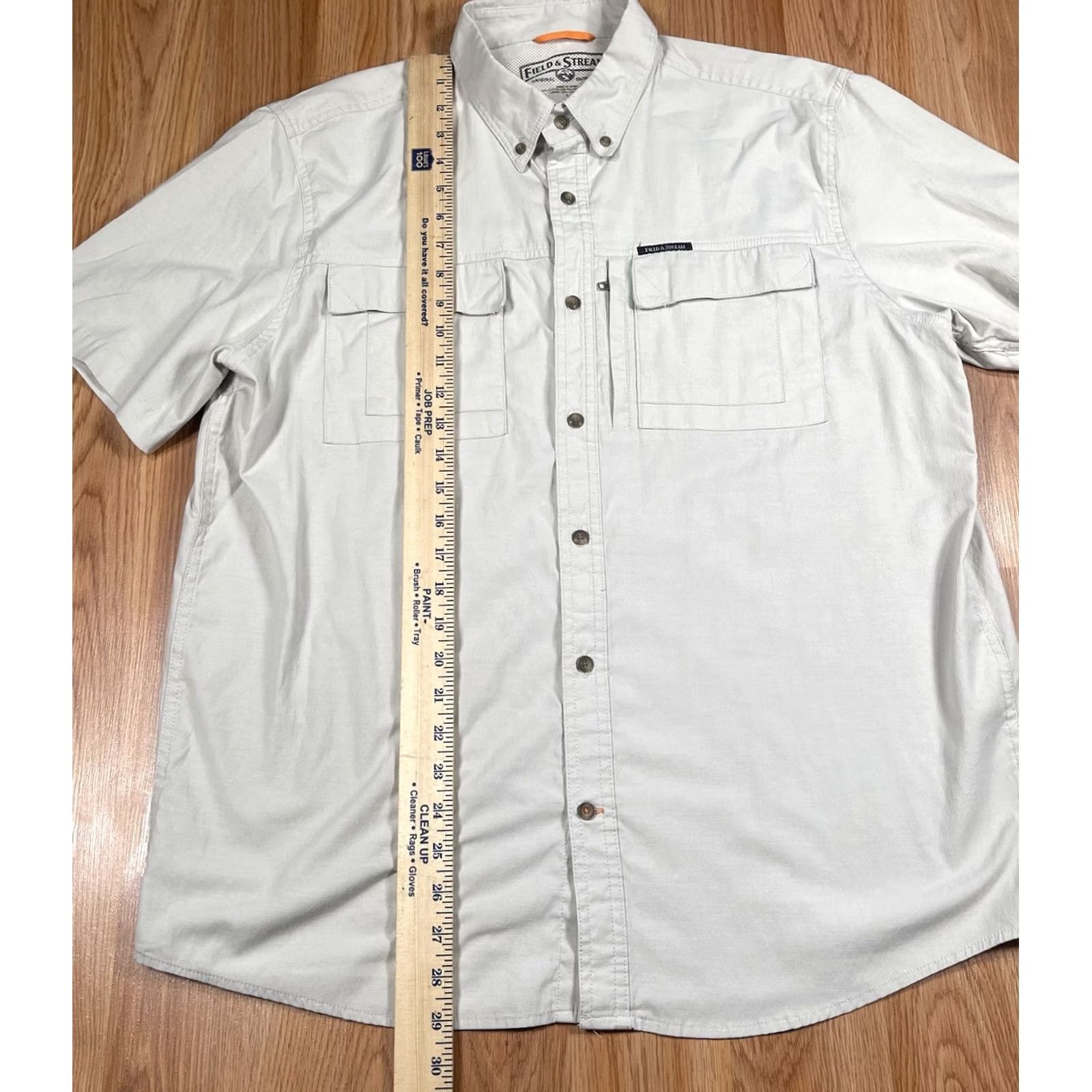 Vintage Field & Stream Shirt Mens L Beige Button-Down Short Sleeve Stretch Crew Neck? Size US L / EU 52-54 / 3 - 4 Thumbnail