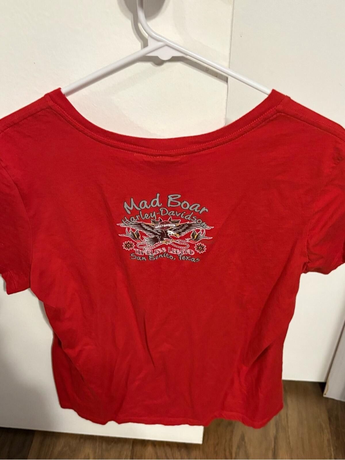 Harley Davidson Harley-Davidson San Benito TX Red V-Neck Skull Graphic Tee Size XL / US 12-14 / IT 48-50 - 2 Thumbnail