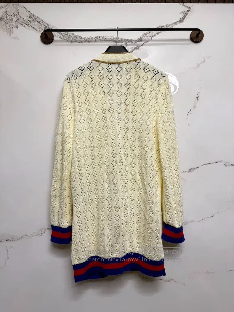 Gucci Guicci Beige diamond knitted cardigan Size S / US 4 / IT 40 - 3 Thumbnail