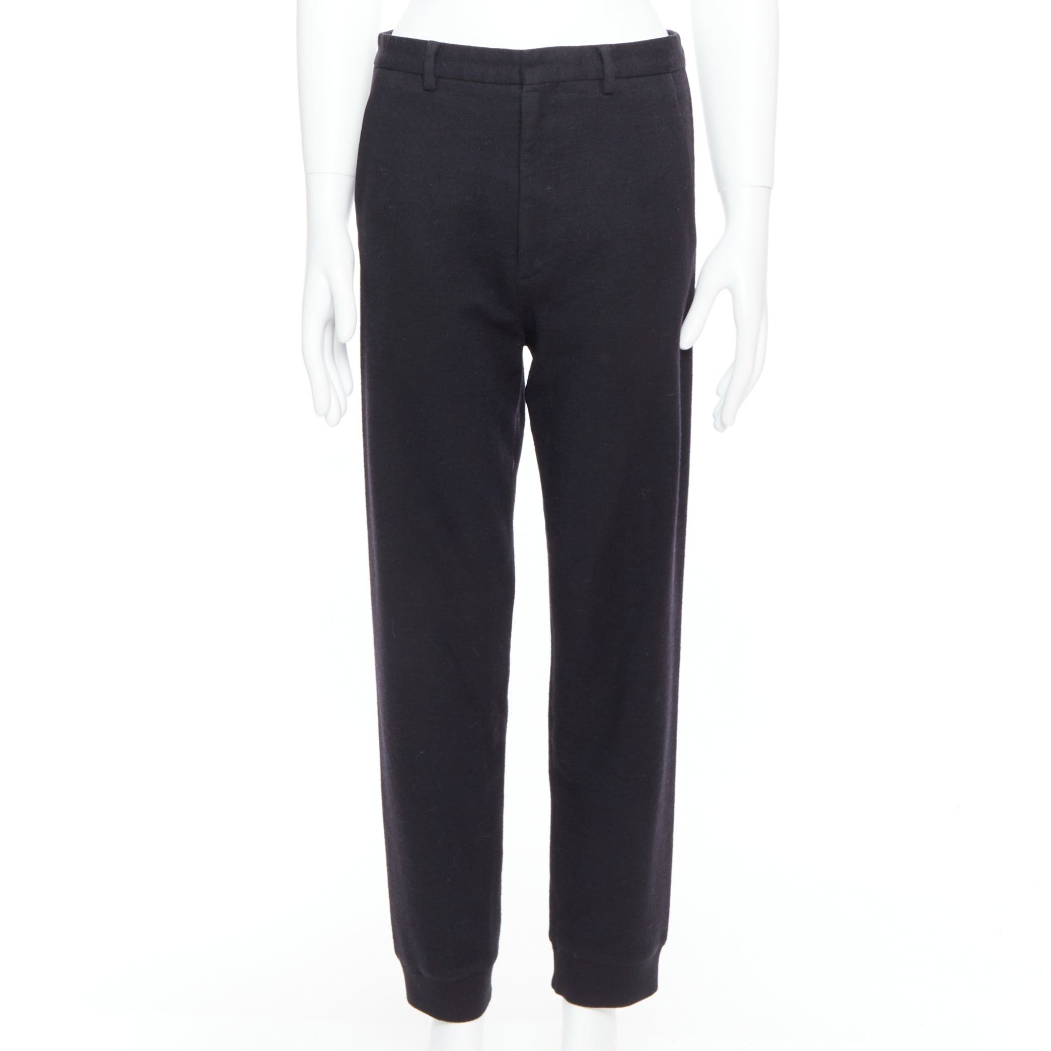 Lanvin LANVIN black wool like back pockets knitted hem jogger pants Size US 29 - 1 Thumbnail