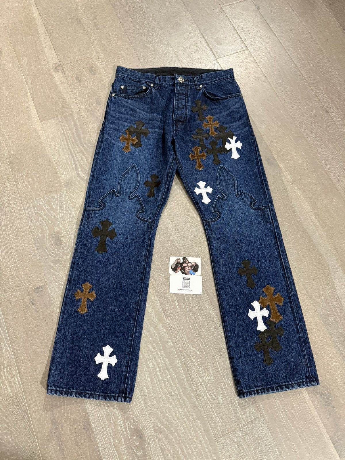 Chrome Hearts Chrome Hearts Indigo Fleur Denim Knee Cross Patch Jeans Size US 32 / EU 48 - 2 Thumbnail