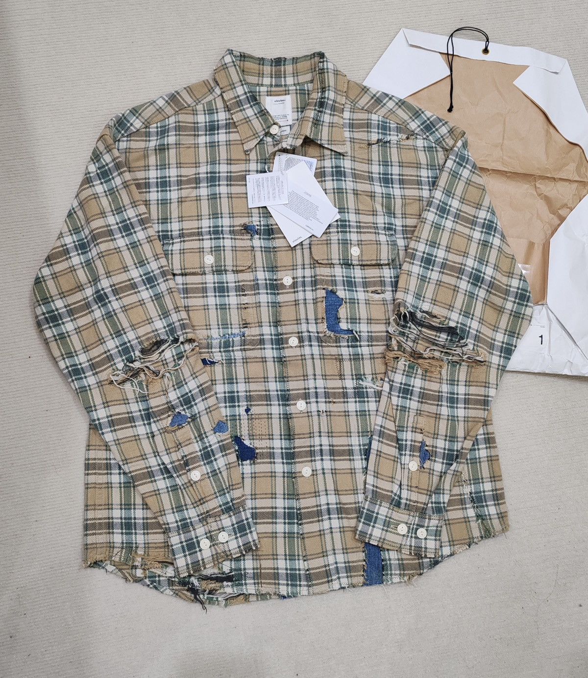 image of Visvim 20Ss Lumber Shirt Crash in Beige, Men's (Size Small)