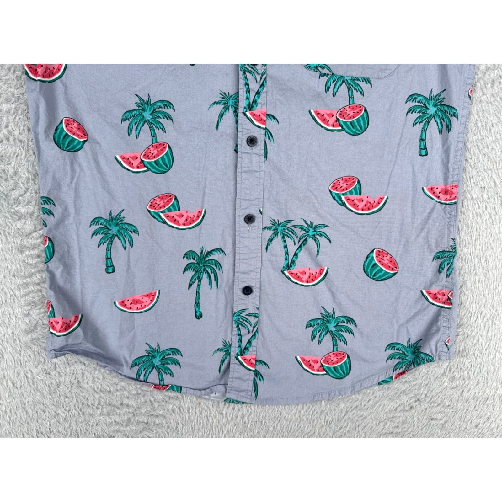 Vintage Matix Shirt Men Medium Blue Watermelon Palm Tree Cotton Blend Hawaiian Button Up Size US M / EU 48-50 / 2 - 5 Thumbnail
