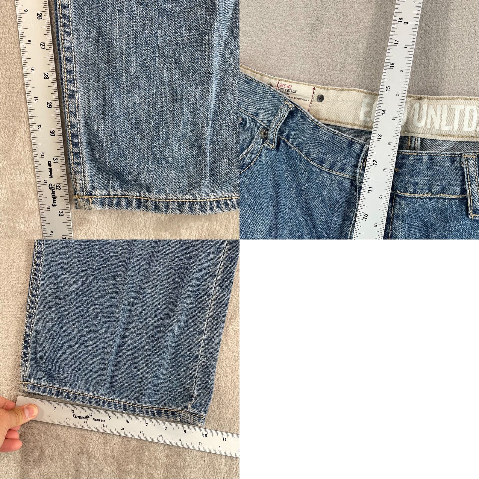 Ecko Unltd. VINTAGE Ecko Jeans Men 42x33 Denim Blue Embroidered Grail 5-Pocket 33 Inseam Wide-Leg Grail Mens Size US 42 / EU 58 - 8 Thumbnail