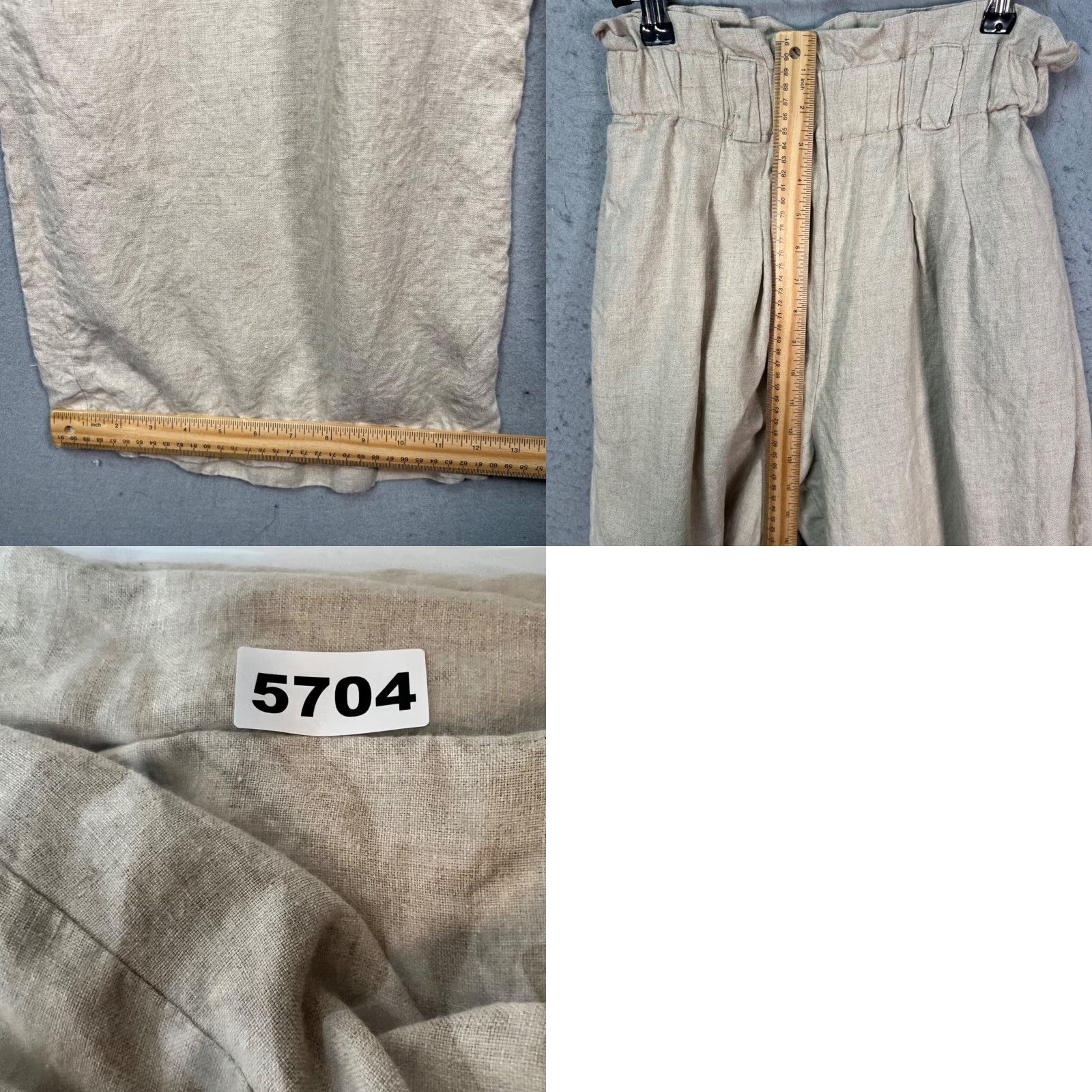 Vintage SiestaParis Womens XS High-Waisted Wide-Leg Linen Pants Beige Size 26" / US 2 / IT 38 - 8 Thumbnail